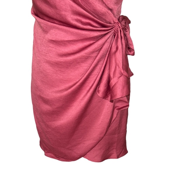 NWT Hello Molly If The Gown Fits Satin Wrap Draped Mini Dress in Rose - 6 - Picture 7 of 16